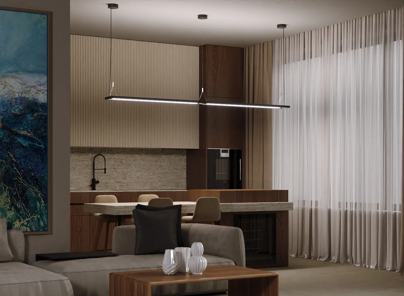 Quattro Linear Pendant Light by Centerlight